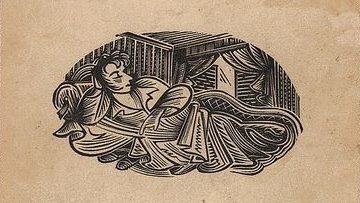 Ilja Oblomow auf einem Sofa, Illustration von Cecil Keeling zu Iwan Gontscharows Roman „Oblomow“